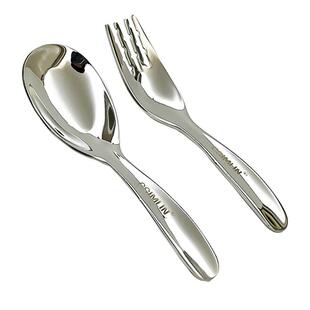 316不锈钢儿童勺子叉子餐具元宝勺婴儿吃饭勺汤匙调羹宝宝小勺子