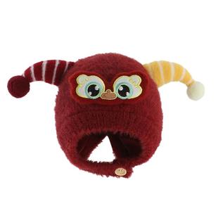 婴儿新年帽子冬季红色醒狮小月龄护耳帽男孩女宝宝虎头毛绒针织帽