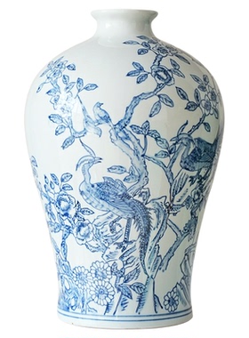 珑衍家居【百花朝凤】青花瓷陶瓶