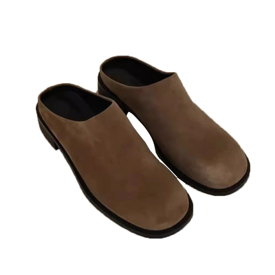 韩版粗跟包头半拖鞋勃肯鞋