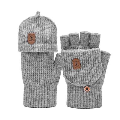 儿童手套毛线翻盖男童秋冬季
