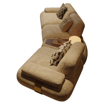 纳威复古风客厅沙发异形转角雪尼尔布艺设计师创意置物边几高级感