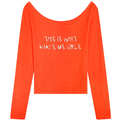 落落狷介长袖斜领T恤女小个子