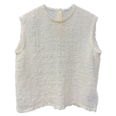 重工褶皱真丝圆领无袖背心马甲