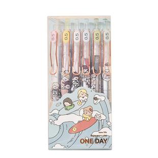 卓小花按动按压式中性笔水笔签字笔刷题笔黑色0.5mm黑笔日系高颜值ins冷淡风可爱的笔超萌少女心女生款学生用