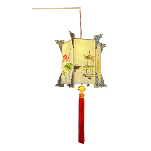 新年灯笼儿童手提手工diy材料包空白涂鸦大宫灯绘画发光花灯活动