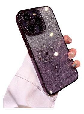 渐变闪粉蒲公英苹果14手机壳新款2023女款13promax透明硅胶iPhone12高级感14plus水钻ip11潮牌奢华14pro高档