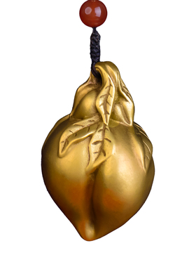 全铜寿桃手把件把玩件