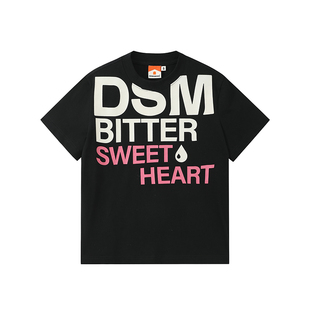 【苦命甜心】DONSMOKE字母排版印花速干紧身短袖DSM正肩微弹短款T