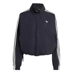 阿迪达斯三叶草正品女款运动外套风衣黑色冬季新款三条纹休闲夹克