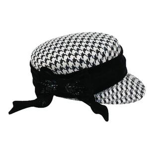 【Angelababy同款】lefame拉飞姆2025秋冬千鸟格报童帽帽子女