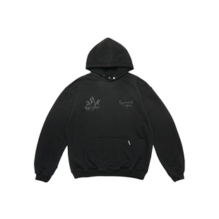 REPRESENT  手绘纯种赛马印花水洗套头连帽卫衣