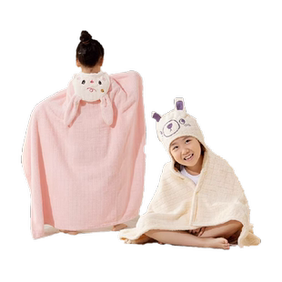 爱贝迪拉儿童浴巾带帽斗篷可穿式非纯棉全棉秋冬季婴儿童浴袍超软