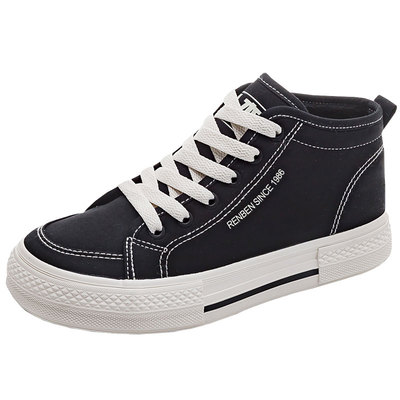 人本保暖帆布鞋韩版中帮板鞋