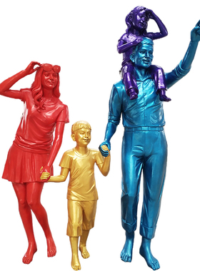 公园树脂和谐家庭文明雕塑像定制