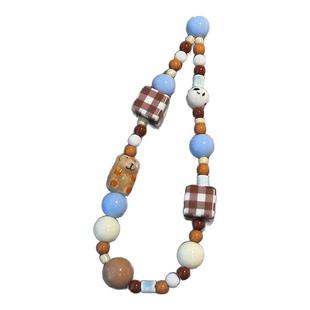 ins风海盐星星贝壳串珠手机链ccd相机挂饰钥匙扣u盘手机壳挂绳diy