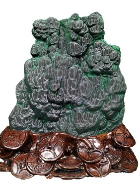 天然孔雀石玄关办公桌面摆件收藏