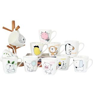 尚邦陶瓷水杯早餐杯卡通小动物十二生肖马克杯创意陶瓷杯定制logo