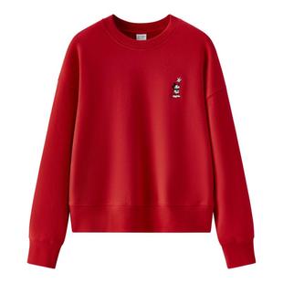 森马迪士尼合作系列卫衣女春季刺绣oversize分割打底衫潮流套头衫