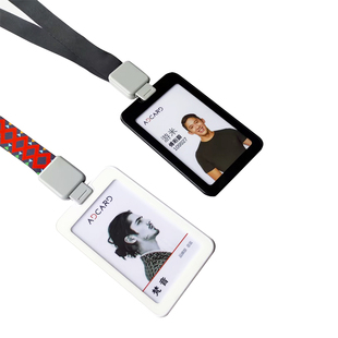 ADCARD定制工牌工作证双面透明W1W2-C3卡套挂绳ABS树脂塑料透明胸牌员工考勤学生校园门禁厂牌彩印字伸缩宽绳