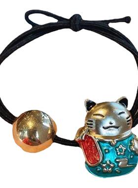 招财猫头绳手链两用简约马尾头