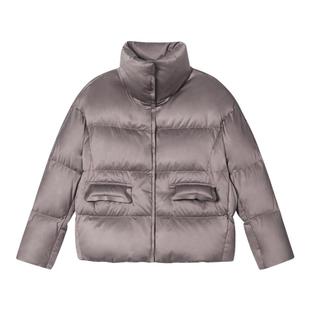 SALT.P可颜微光缎面白鸭绒简约立领短款面包服羽绒服2024冬