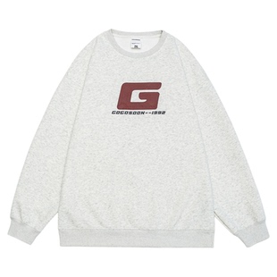 GOGOSOON卫衣男400g新款春秋圆领发泡印花休闲宽松青少年上衣潮Q