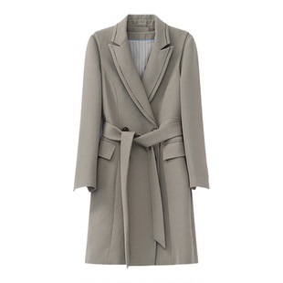 莱芙艾迪儿都市通勤干练利落西装外套女时尚百搭气质修身外套长款