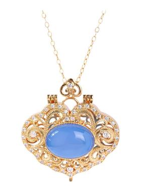 宫廷古法民族风唐卡嘎乌盒平安锁吊坠可装香丸经文香囊玉髓项链