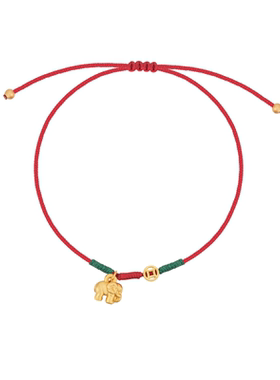 阿吉豆AJIDOU红绳手链925银新年女款大象吉祥首饰配饰饰品