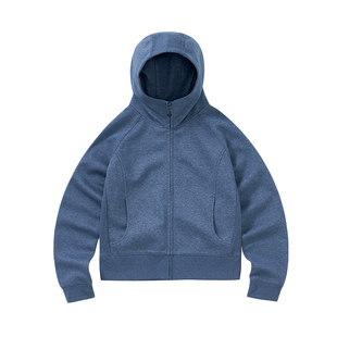 714street花纱混纺连帽开衫卫衣女2026春季重磅复古针织高领外套