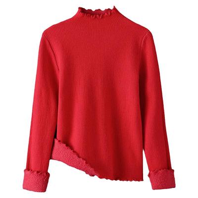 半高领加绒毛衣女加厚一体绒秋冬