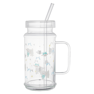 炊大皇高硼硅玻璃杯大容量吸管杯女新款高颜值玻璃水杯杯子带盖