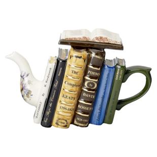纽约下城公园进口英国古典诗集济慈拜伦等鎏金精美陶瓷茶壶