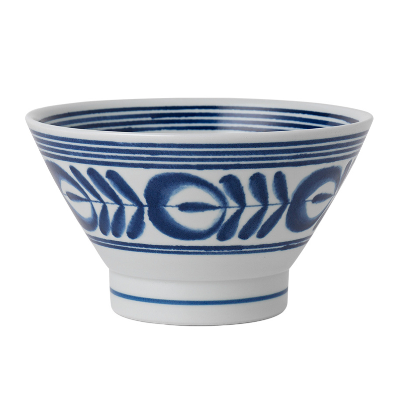波佐見(jiàn)燒日本進(jìn)口手繪藍(lán)海草日式斗笠碗家用陶瓷餐具一人食米飯碗