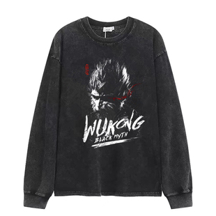 数码直喷黑神话悟空男士长袖t恤2025新款纯棉大码青少年潮流短袖