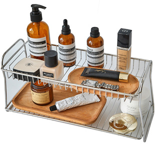 不锈钢洗漱台置物架卫生间镜前台面浴室刷牙杯化妆品高级感洗手架