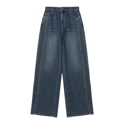 直筒裤长裤常规棉秋季侧烫钻法式