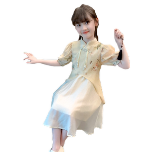 女童连衣裙2024新款夏季儿童洋气国风中式汉服裙夏装女孩古风裙子