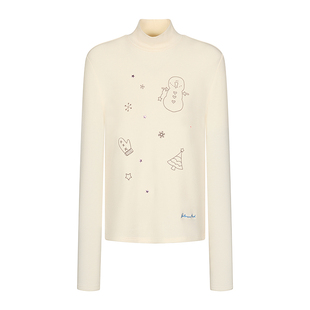 BETWEENAND 冬日奶fufu柔软半高领修身烫珠内搭外穿长袖打底衫女