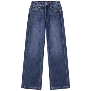 【张凌赫代言】Lee25秋冬新428懒懒裤舒适高腰直脚中深蓝女牛仔裤