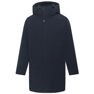 【防水/加厚】利郎中长款羽绒服男士连帽深蓝25冬季保暖外套男装