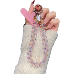 高级感水晶手机链挂件新款串珠链条手腕挂链腕带手链挂绳女高端轻奢精致网红挂饰防丢钥匙挂坠闪卡片夹片壳绳