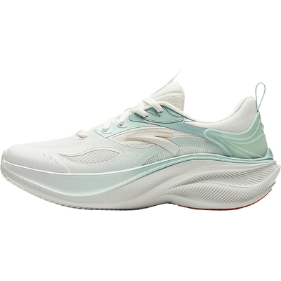 安踏叶子白色女跑鞋轻质厚底