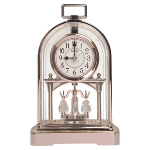 RHYTHM丽声进口座钟客厅欧式台钟静音艺术桌面时钟家用摆放式钟表