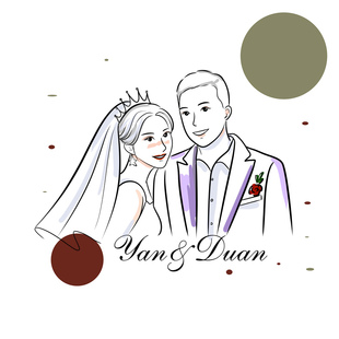 手绘婚礼请柬设计情侣人物形象logo真人照片线条简笔画头像定制作