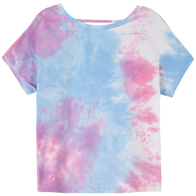 铜牛棉混纺扎染布一字领女睡衣