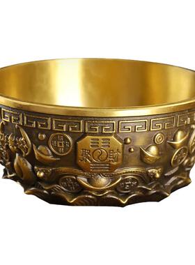 纯铜聚宝盆摆件招财聚财沈万三同款实心铜碗铜盆家用家居客厅店铺