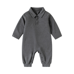 Nest Wheat新生儿宝宝秋冬长袖山茶花连体衣休闲polo哈衣透气保暖