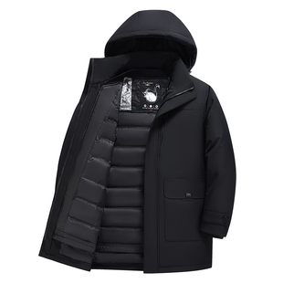 正品中老年鹅绒羽绒服男加厚爸爸装大码外套老年人脱卸内胆中长款